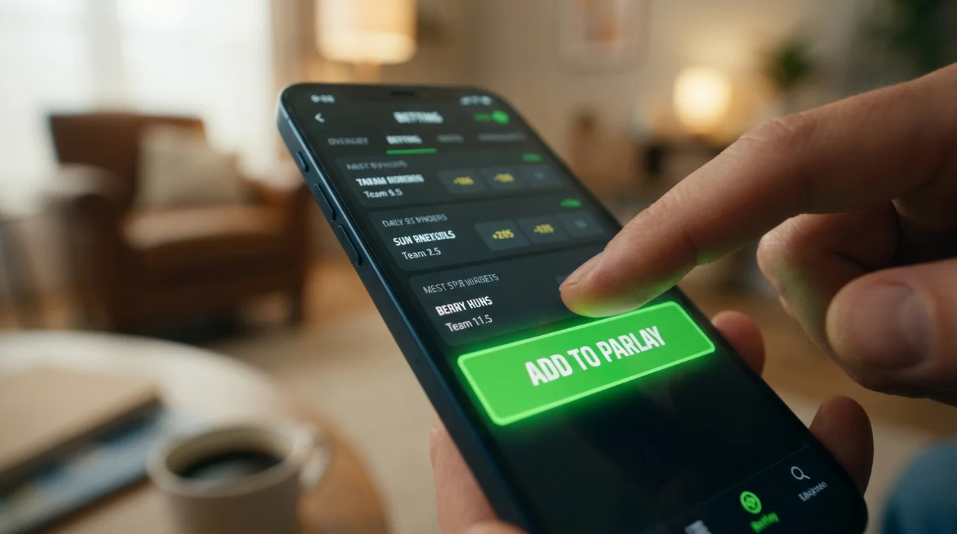 App móvil de apuestas de fútbol con botón de combinada destacado
