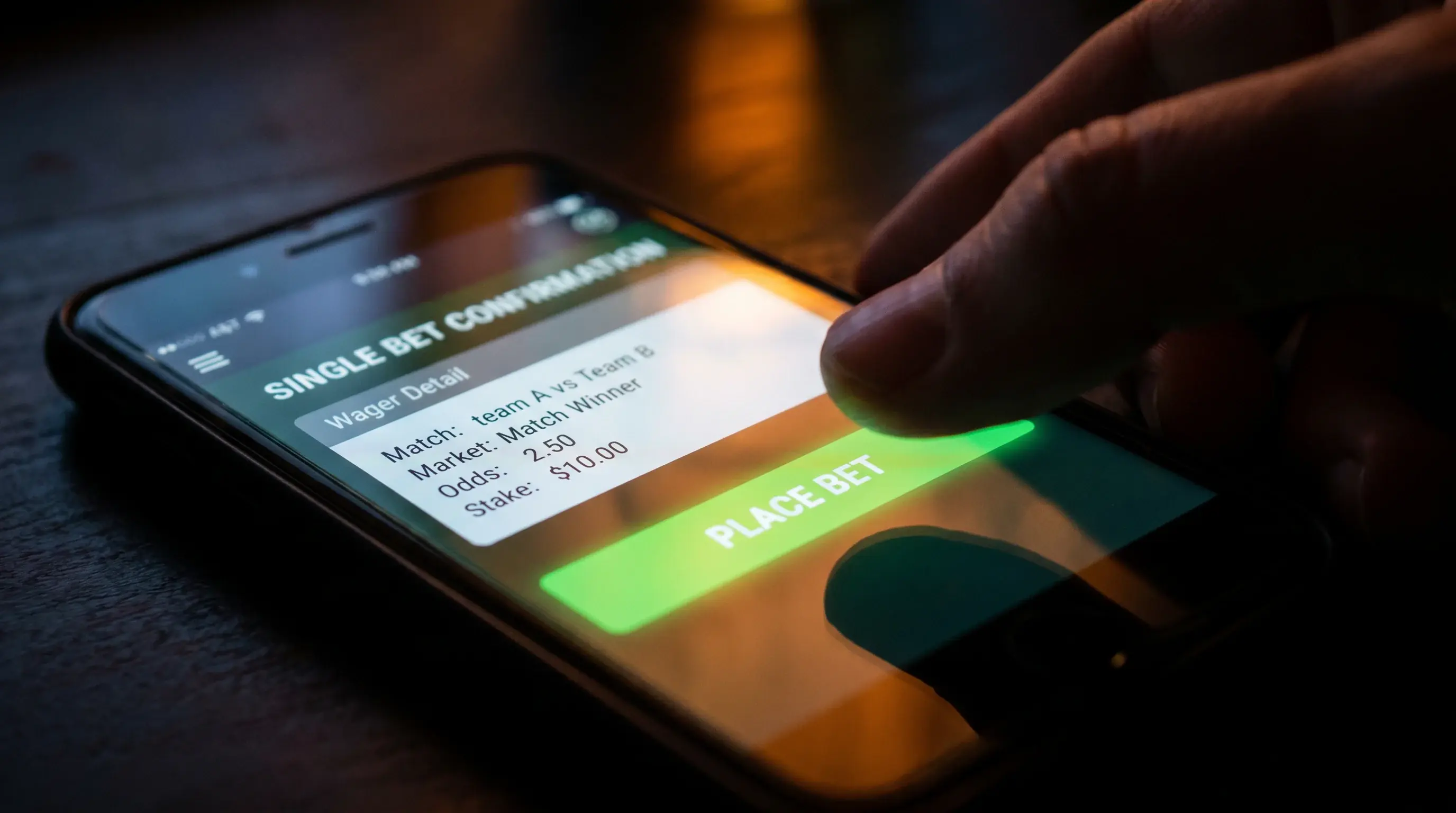 Boleto de apuesta en pantalla con cuota verificada del operador