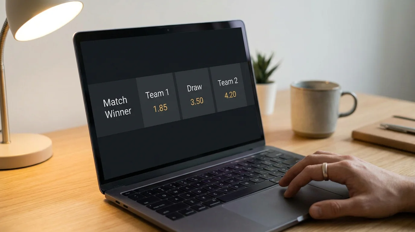 Pantalla con cuotas 1X2 de partido de LaLiga y margen del operador