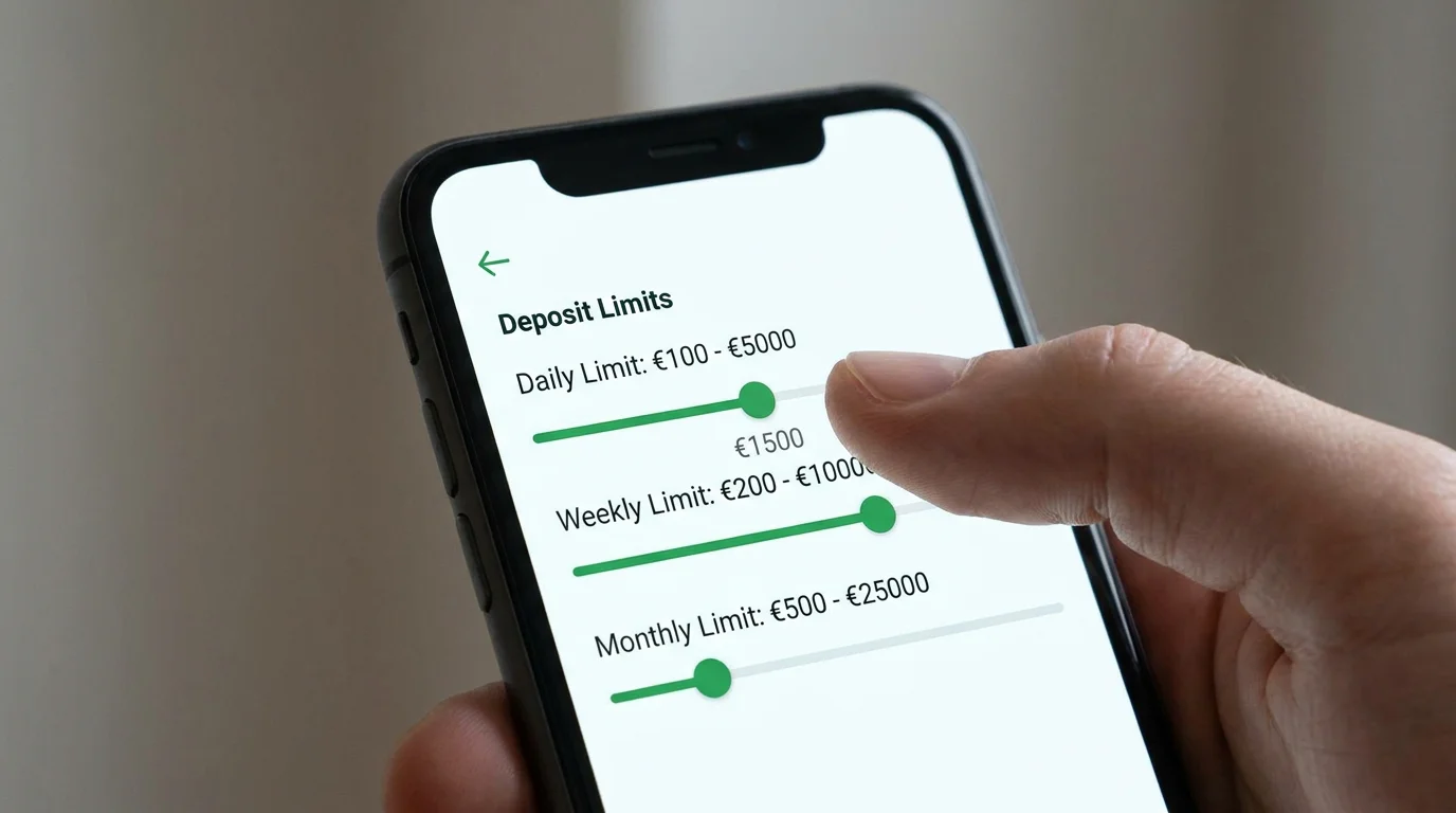 Panel de configuracion de limites de deposito en plataforma regulada