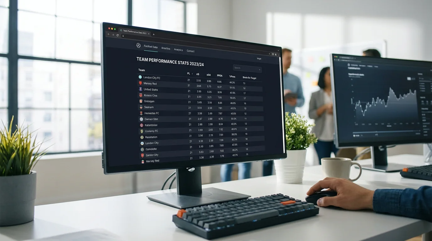 Pantalla de plataforma de datos avanzados de futbol con metricas xG