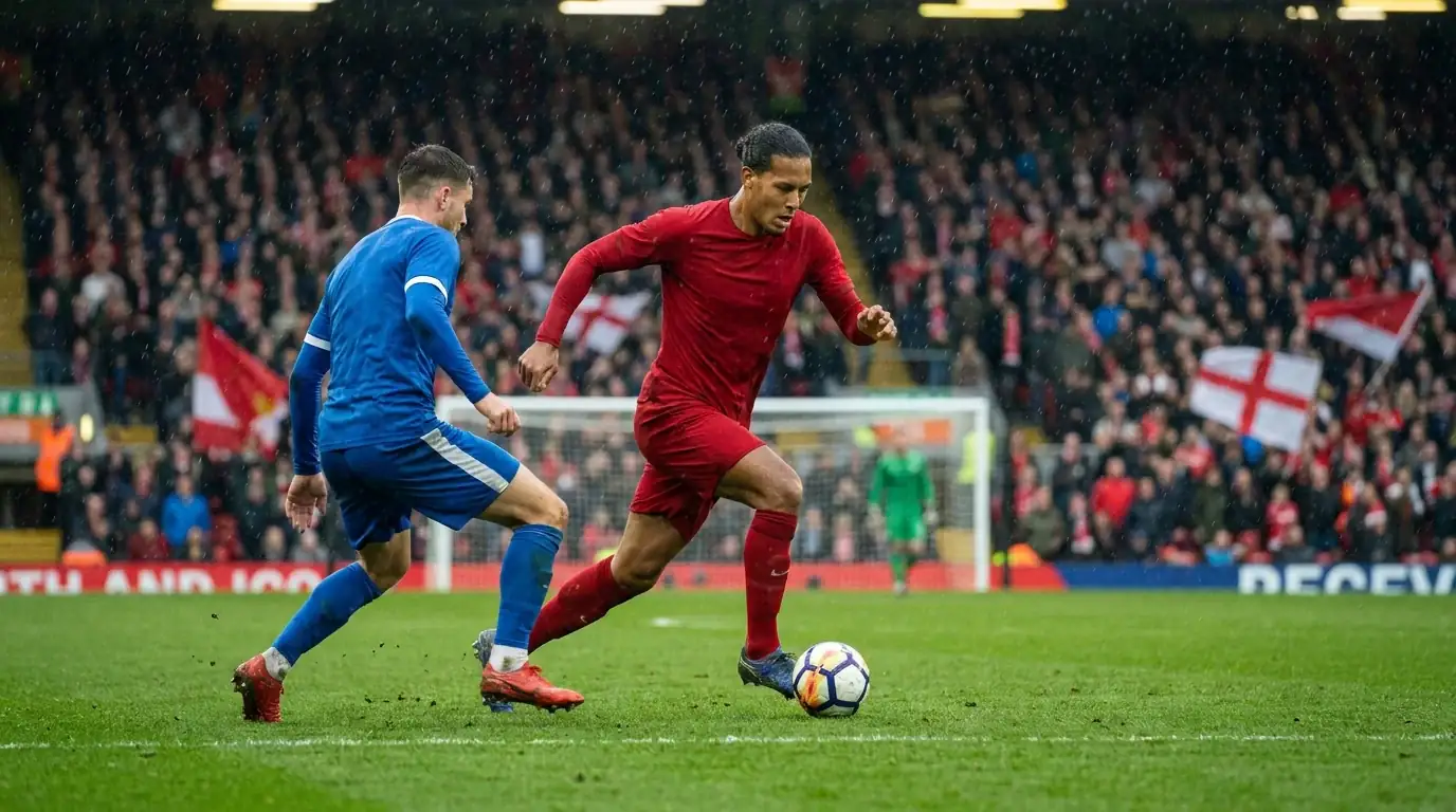 Jugadores en transicion rapida durante partido de Premier League