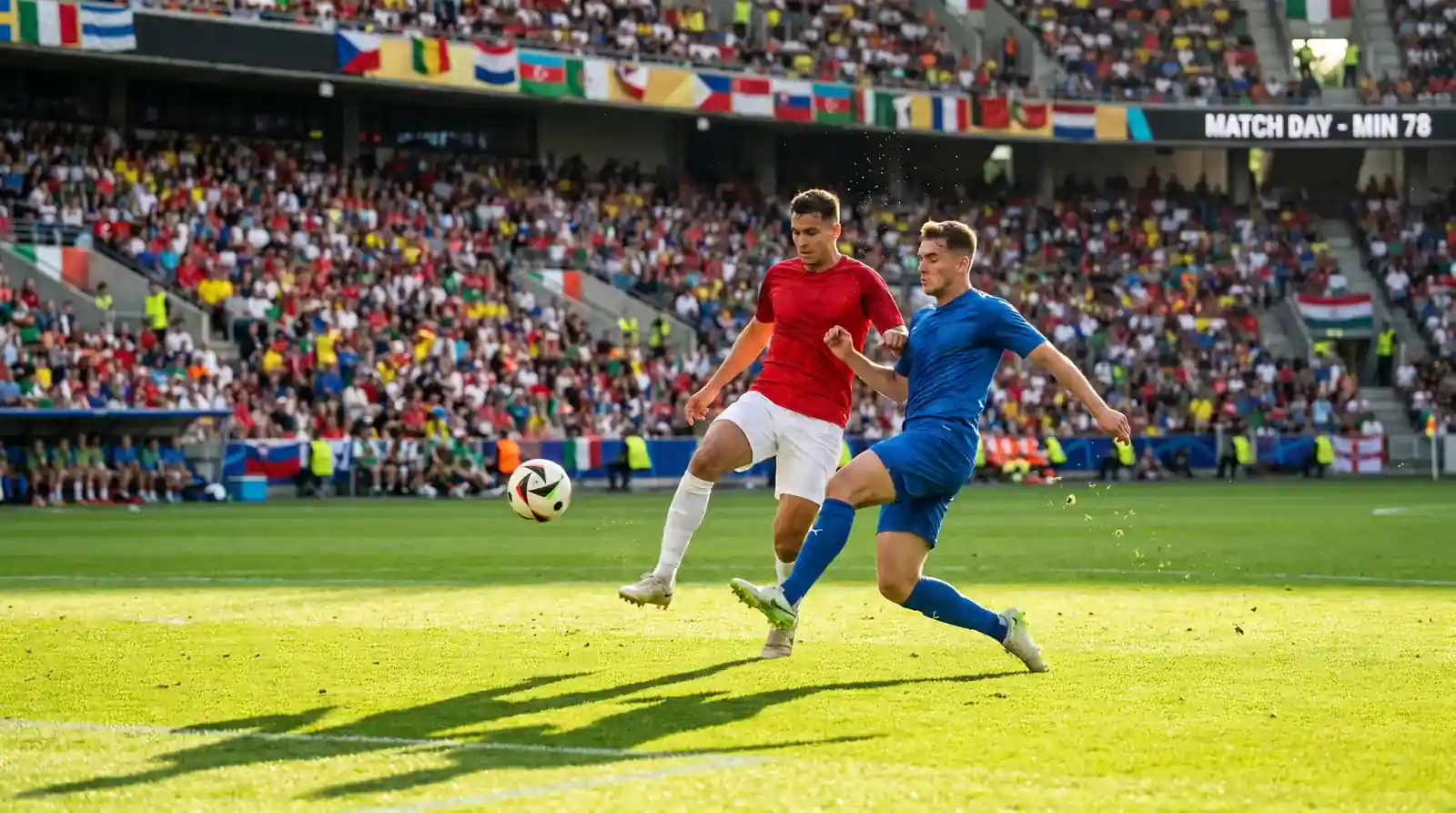 Selecciones de futbol compitiendo en partido internacional del Mundial