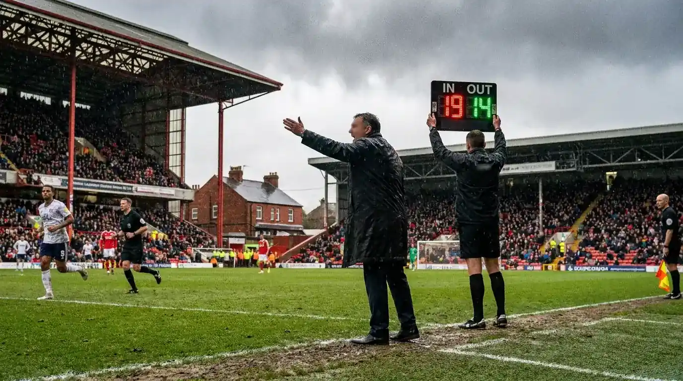 Entrenador dando instrucciones durante sustitucion en Premier League