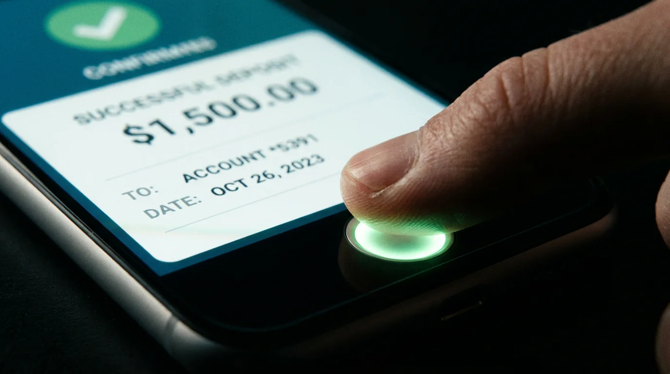 Huella dactilar desbloqueando app de apuestas para transaccion segura